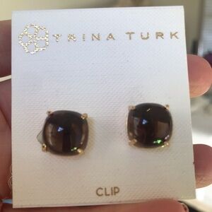 Trina Turk clip on earrings smoky topaz